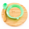 Set diversificare copii - Farfurie si lingurita din bambus Oaki, verde