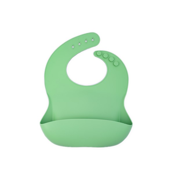 Baveta reglabila din silicon moale pentru bebelusi Oaki, verde pal