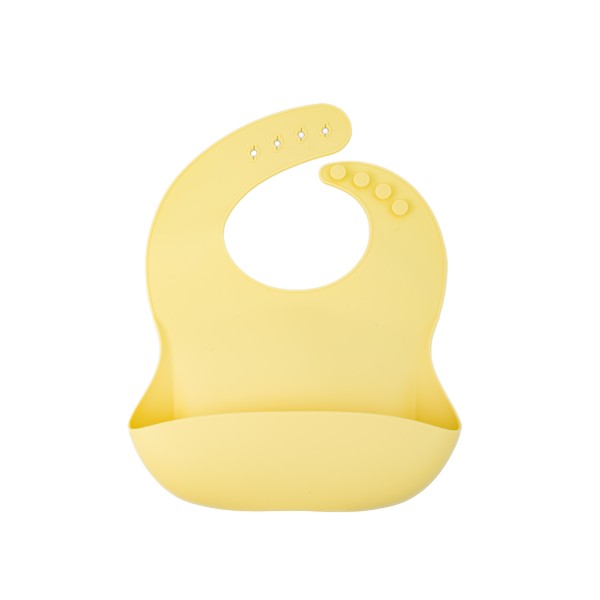 Baveta reglabila din silicon moale pentru bebelusi Oaki, galben pal
