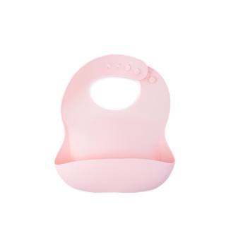 Baveta reglabila din silicon moale pentru bebelusi Oaki, roz pal