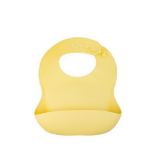 Baveta reglabila din silicon moale pentru bebelusi Oaki, galben pal