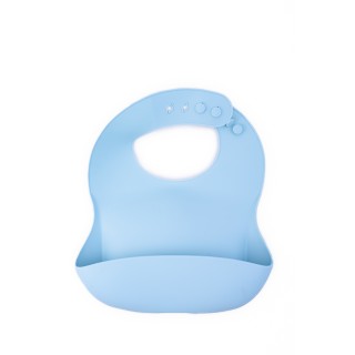 Baveta reglabila din silicon moale pentru bebelusi Oaki, bleu