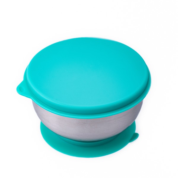 Castron din inox cu capac si ventuza Oaki, albastru