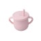 Cana din silicon cu manere si pai pentru copii, 200 ml, roz pal