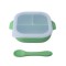 Set diversificare pentru copii - Farfurie compartimentata cu ventuza, capac si lingurita din silicon Oaki, verde pal