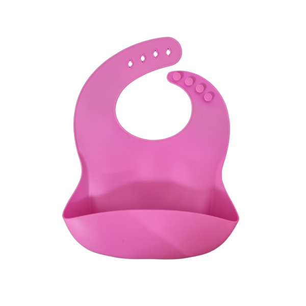 Baveta reglabila din silicon moale pentru bebelusi Oaki, fucsia