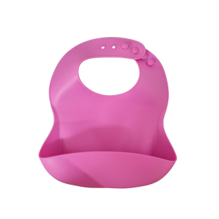 Baveta reglabila din silicon moale pentru bebelusi Oaki, fucsia