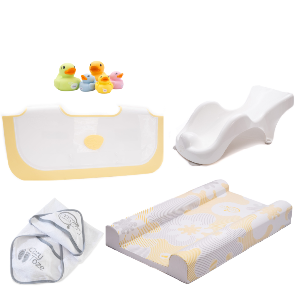 Pachet baie nou-născut BabyDam, Alb/Galben
