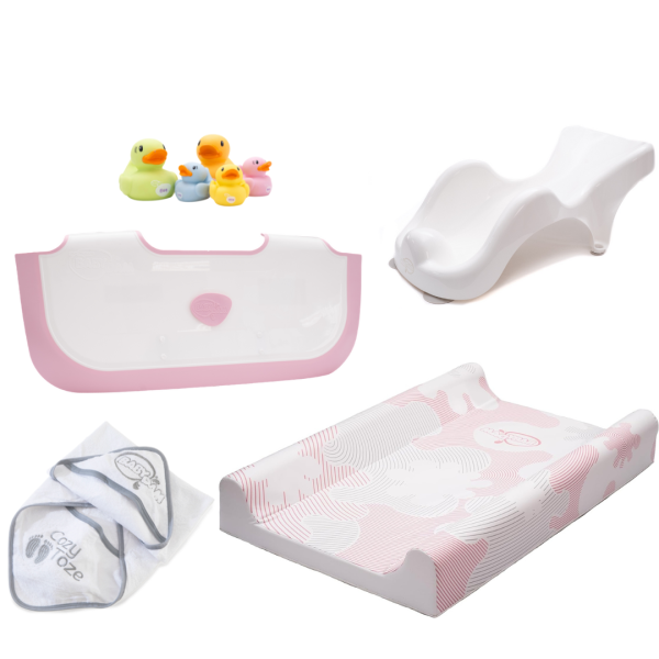 Pachet baie nou-născut BabyDam, Alb/Roz