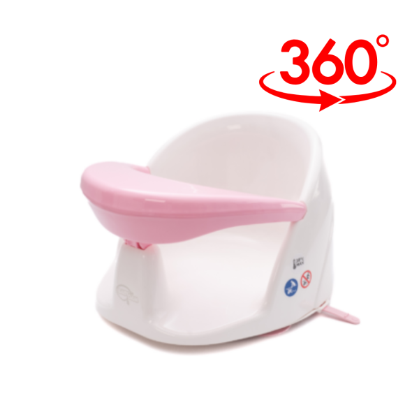 Scaunel de baie rotativ 360° Babydam Orbital, Alb/Roz
