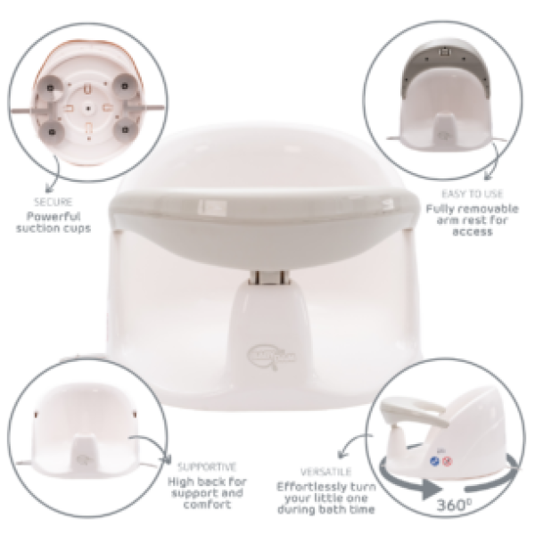 Scaunel de baie rotativ 360° Babydam Orbital, Alb/Galben - ambalaj deteriorat