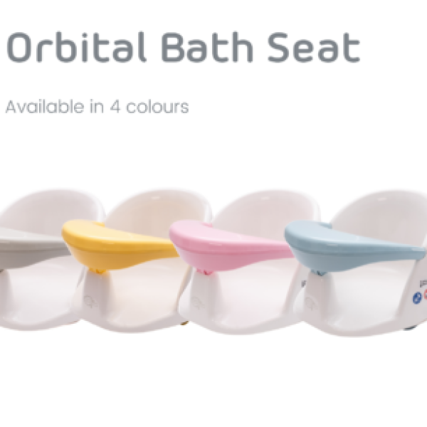 Scaunel de baie rotativ 360° Babydam Orbital, Alb/Galben - ambalaj deteriorat